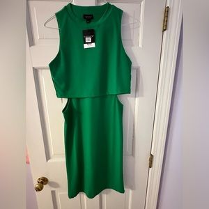 NWT topshop Nordstrom green side cut out dress size 8